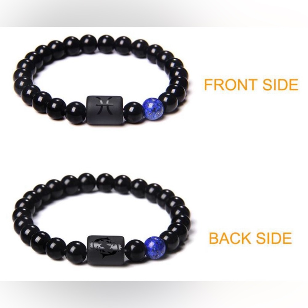 Virgo Zodiac Black Bracelet with Tiger Eye - Picture 4 of 7
